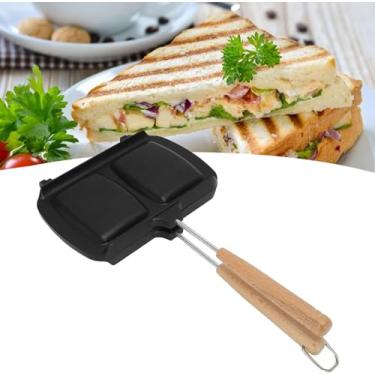 Imagem de Assadeira para sanduíches Sanduicheira dupla face Antiaderente com alça removível Frigideira para sanduíches Fogão Top Torradeira para café da manhã Sanduicheira Fogão Sanduicheira para fogão a gás do