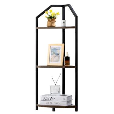 Imagem de Fun Memories Prateleira de canto de 3 camadas, suporte de prateleira de canto de 101,6 cm, suporte de planta de estante de canto, prateleira de armazenamento para banheiro, sala de estar, cozinha,