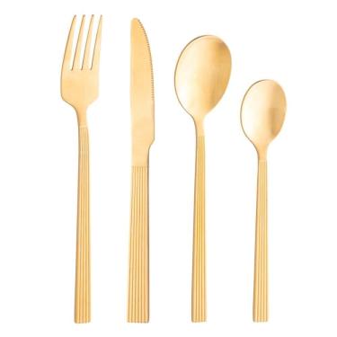 Imagem de Faqueiro 16 Peças de Aço Inox Athenas Dourado