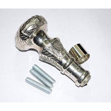 Imagem de india.nautical.store Bengala de caminhada vintage antiga de madeira com alça de latão prateado para presente ab