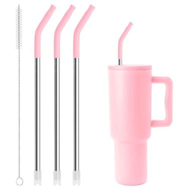 Imagem de Snowfall Canudos de metal de 31 cm para copo simples e moderno de 1,13 g, canudos de aço inoxidável extra longos reutilizáveis de substituição para copos Simply Modern de 1,134 g, copos de vidro de