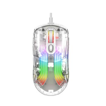 Imagem de Mouse com fio RGB Transparente para Jogos - Mouse Silencioso com 5 Níveis DPI mouse ergonômico para jogos com fio,branco