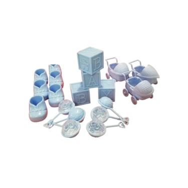 Imagem de Acentos decorativos de chá de bebê para meninos, ótimos para peças centrais, topos de bolo e muito mais! (Somente para foto)