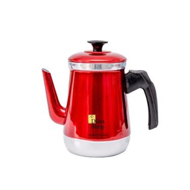 Imagem de Bule Com Bico Para Café Chá Leite Em Alumínio - DA ALUMINIOS, Vermelho