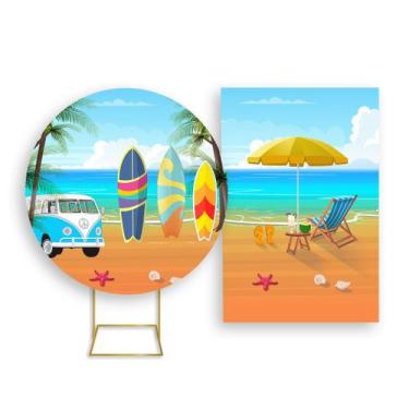 Imagem de Painel De Festa Redondo 1,50x1,50 + Painel Vertical 1,50x2,20 - Praia 