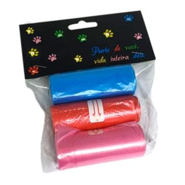 Imagem de Kit 3 Refil Cata Caca Rolinhos Pet Sacolas Saquinho De Lixo para Cacho