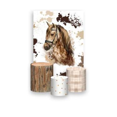 Imagem de Painel De Festa Vertical 1,50 x 2,20 + Trio De Capas Cilindro - Cavalo