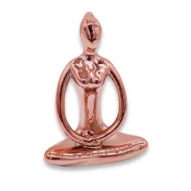 Imagem de Enfeite Metalizado Porcelana Yoga Sentado Lótus Padmasana - Wincy