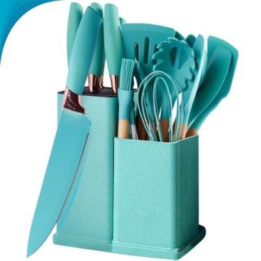 Imagem de Utensílios de Cozinha 19 Peças Com Faca Preto Alta Resistência - ATENA