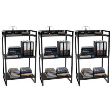 Imagem de Kit 03 Estantes 3 Prateleiras Escritório Estilo Industrial Form C01 10