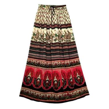 Imagem de Saia Indiana Maia Longa Estampada P M G e GG Várias Cores - Neha, Verm