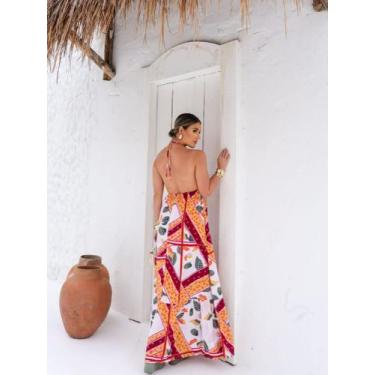 Imagem de Vestido longo costa nua viscolinho verão. cod:2076 - LALOKA, Branco, M
