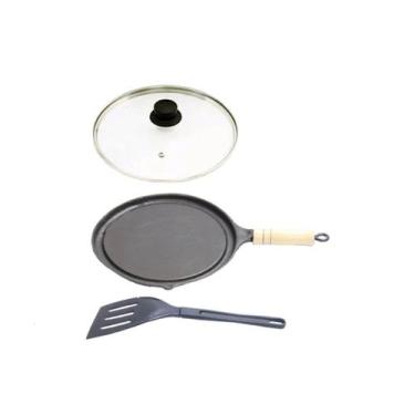 Imagem de Bifeteira Antiaderente Redonda Lisa 22cm Cabo T/V e Espátula - Alumíni