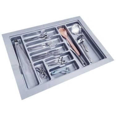 Imagem de Porta Talheres de Gaveta Organizador Para Cozinha Cinza Metal Acabamen