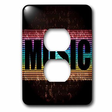 Imagem de 3dRose LSP_158528_6 Fundo azul iluminado, roxo, turquesa e amarelo com notas musicais 2 capa para tomada