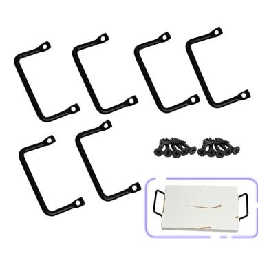 Imagem de Livale Pacote com 6 alças para tábua de corte grande de charcutaria - alças para bandeja de servir, capa de fogão, tábua de macarrão, ferragens de aço inoxidável preto, 10 cm