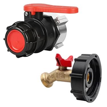 Imagem de Válvula de sacola, adaptador IBC de rosca grossa de 2,95" (75 mm) (S75 x 6 NPT DN50 conector de drenagem de tanque de transporte resistente de substituição para bolsa de água IBC) + adaptador IBC de bolsa para mangueira de jardim IBC de 5 cm