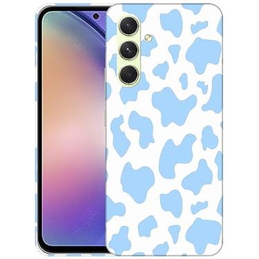 Imagem de SM Cases Capa para Samsung Galaxy A54 5G - Pele de vaca estampa animal azul design impresso 3D capa de plástico rígido para Samsung Galaxy A54 5G.