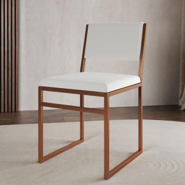 Imagem de Cadeira De Jantar Industrial Isa Assento Corino Branco Base Cobre