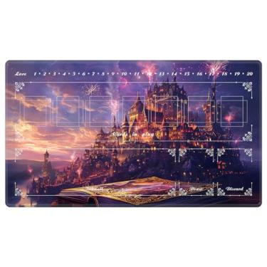 Imagem de EDGFRTOIO Playmat with Zones for Card Game Playing, Compatible with Lorcana TCG Cards Game Mats 24"x14" Commander Deck Gaming Duel Mat Card Gameplay Mats for Beginner, Fantasy Castle Spell Book