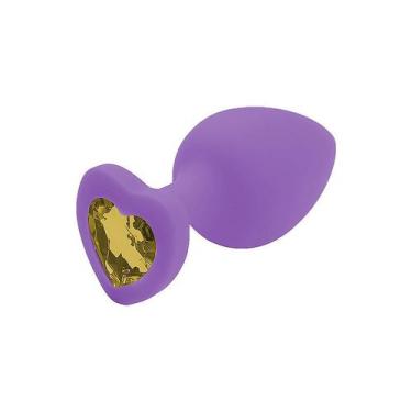Imagem de Plug Anal em Silicone Base Coração Médio - Roxo com Pedra Roxa - ImpLi