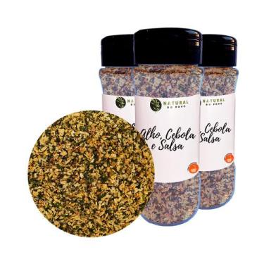 Imagem de Kit 3 Natural Alho, cebola e salsa Pote com Dosador Premium Pouch 35g 