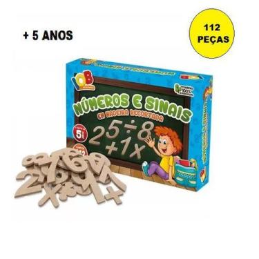 Imagem de Jogo de Números E Sinais Recortada Em MDF 112 Peças - IOB