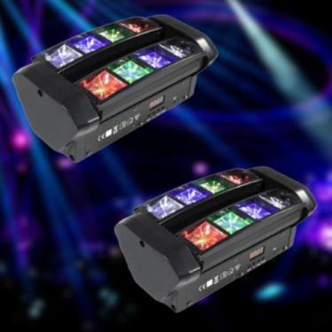 Imagem de 2x Mini Moving Spider Beam 8 Leds Osram Rgbw 5w Dmx Dj Festa 110/220v 