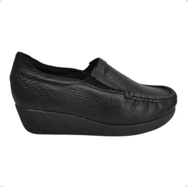 Imagem de Sapato Anabela Abutinado Usaflex Feminino Ortopedico 5743PL, 38, Preto