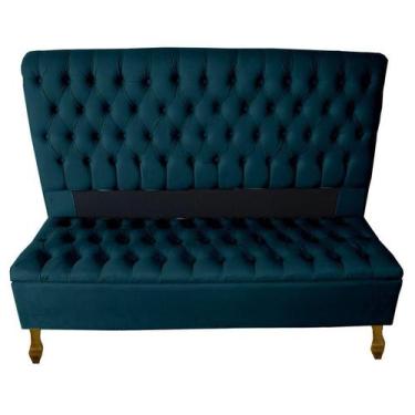 Imagem de Cabeceira + Recamier Baú Capitone Iza Para Cama Box Super King 198 Cm 