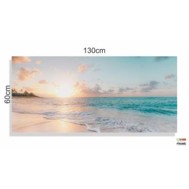 Imagem de Quadro Praia Mar Paisagem Do Entardecer Sala Recepção em Tecido Canvas