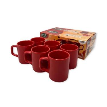 Imagem de Conjunto 6 Xícaras Pequenas Café Cerâmica 80ml - ECOS Houseware, Verme
