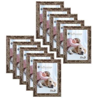 Imagem de Kit 10 Molduras Porta Retrato 15X21 Marrom - Santamaria Molduras
