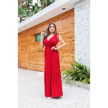 Imagem de Vestido Longo Decote Coração Lacinho Franzido Na Manga - Luh May, G, V
