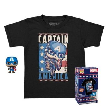 Imagem de Box funko pop pocket marvel - capitão america + camiseta, G
