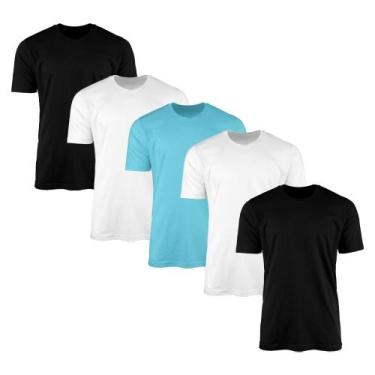 Imagem de Kit 5 Camisetas AMGK Masculina Lisa Básica 100% Algodão, G, Colorido