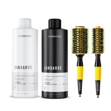 Imagem de KIT PROGRESSIVA BAMBARRÔ 1L + ESCOVA THERMAL CERAMIC YELLOW 65mm + 47m