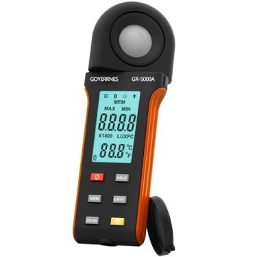 Imagem de GOYERRNES Medidor de luz Illuminance, medidor digital Lux pé velas 0,1 ~ 400,000 Lux (0,1 ~ 40,000 FC) com detector rotativo de 270º, medidor de lúmen luxímetro para plantas luzes LED para interior e