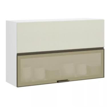 Imagem de Armário Basculante Misto Perola 120 cm 2 Portas Alumínio e com Vidro R