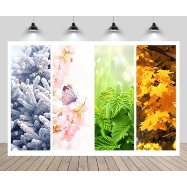 Imagem de CHNYWORK 2,4 m x 1,8 m, cenário de quatro estações, inverno, primavera, verão, outono, abeto, borboleta, ciência natural, natureza, classe, estação meteorológica, decoração, cabine fotográfica,