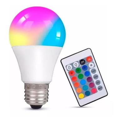 Imagem de Lampada Bulbo Led Rgb 5w mais Controle Remoto E27 Bivolt