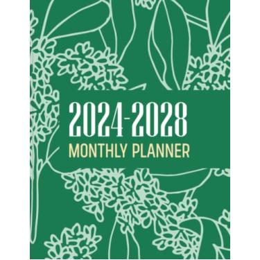 Imagem de Green Flower Cover 2024-2028 Monthly Planner 5 Year: 60 Months January 2024 to December 2028 Agenda Organizer Schedule .Large Size 8,5x11