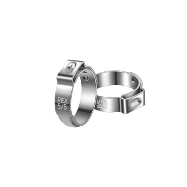 Imagem de 50 peças de anéis de fixação PEX de 5/8 polegadas, braçadeiras de mangueira de orelha única de aço inoxidável 304 para conexões de encanamento e encaixe de tubos, encaixe de tubulação PEX da RTHIEAI