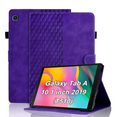 Imagem de Varohix Capa para Samsung Galaxy Tab A 10.1 2019 modelo SM-T510/T515/T517 capa magnética dobrável com suporte para cartão multi-ângulo Galaxy Tab T510, roxo