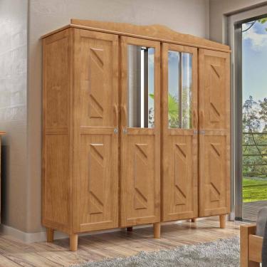 Imagem de Guarda-Roupa 4 Portas 3 Gavetas Brasil Freijó Madeira Pinus - Cavazotto