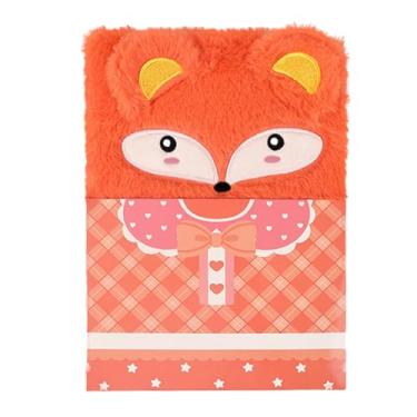 Imagem de Joucien A5 - Caderno de pelúcia de desenho animado com cadeado, planejador de papelaria estudantil - laranja raposa