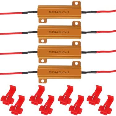 Imagem de 4 peças 50W 6Ohm Resistor de carga seta piscando LED Fix Fast Flash Código de erro piscando Resistores de substituição automotivo para luzes LED controladores de indicador de lâmpada faróis de luz