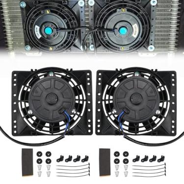 Imagem de PRUNkuar 6 "Pequeno Fino Push Pull Ventilador De Resfriamento Elétrico 650Cfm Radiador Óleo Refrigerador Kit De Montagem Preto 2 Peças