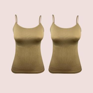 Imagem de Kit 2 Regata Slim Modeladora Sem Costura Zee Rucci, Bege, G