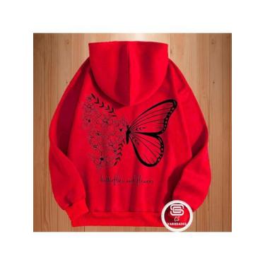 Imagem de Moletom Feminino  Borboleta Blusa de Frio Estampado Costas com Bolso C